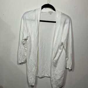 Talbots White Open-Front Cardigan